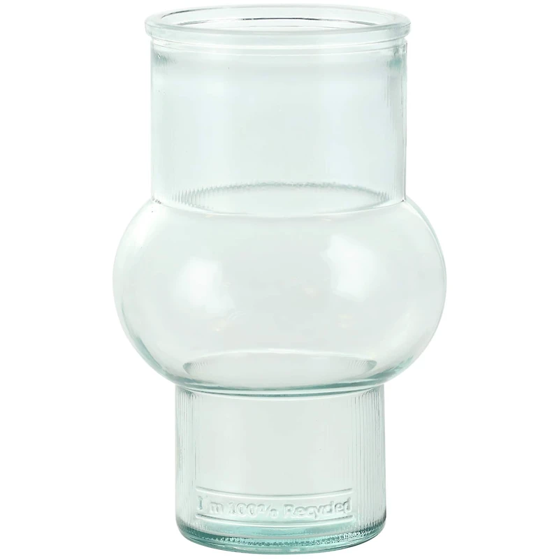 Clear Small Bubble Ribbed Recycled Glass Vase Set