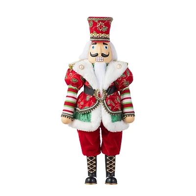 Glitzhome® 20"H Faux Fur Christmas Nutcracker Figurine