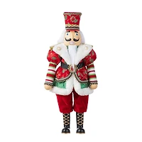 Glitzhome® 20"H Faux Fur Christmas Nutcracker Figurine