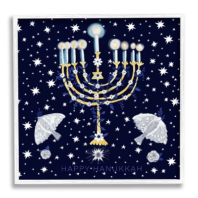 Stupell Industries 17" x 17" Happy Hanukkah Starry Menorah Giclée Wall Art