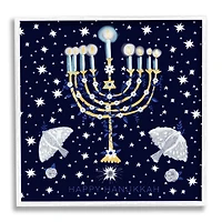 Stupell Industries 17" x 17" Happy Hanukkah Starry Menorah Giclée Wall Art