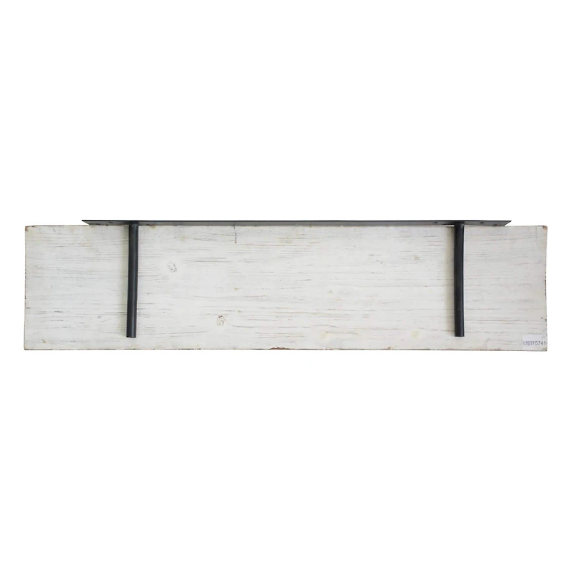 Large Whitewashed Wood Floating Wall Shelf