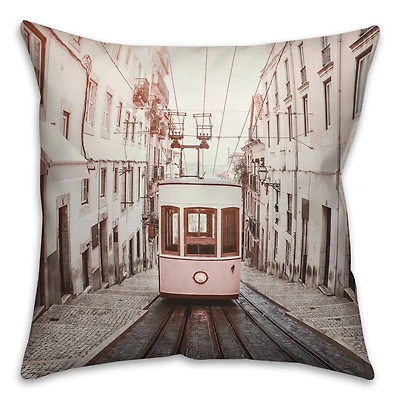 Lisbon Trolley 18" x 18" Throw Pillow