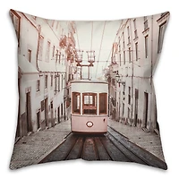 Lisbon Trolley 18" x 18" Throw Pillow