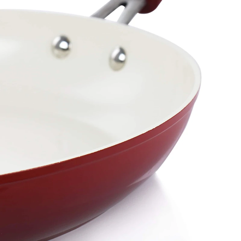 Oster Corbett 12'' Red Nonstick Aluminum Frying Pan