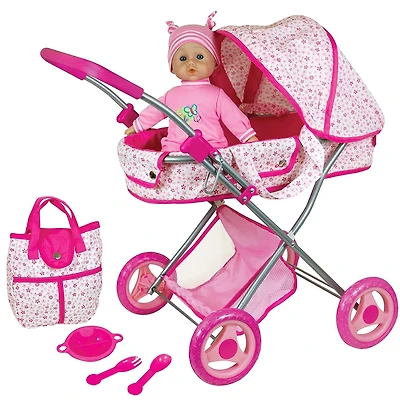 Lissi Dolls Deluxe Doll Pram with 13" Baby Doll
