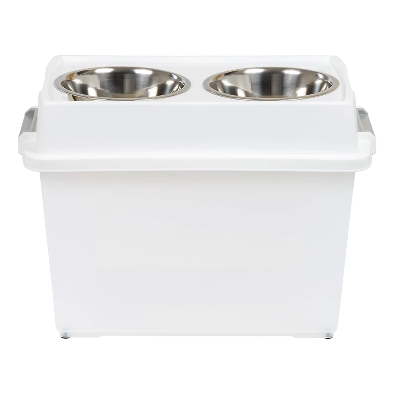 IRIS 45qt. Clear/White/Gray Airtight Elevated Feeder Storage Container