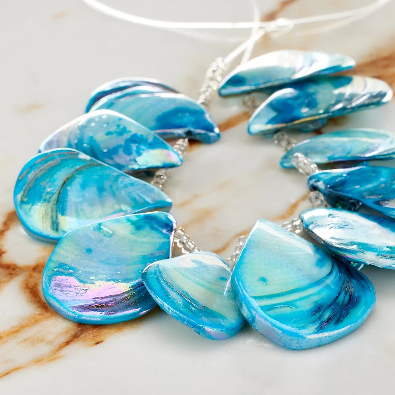 12 Pack: Teal Shell Teardrop Beads, 34mm by Bead Landing™