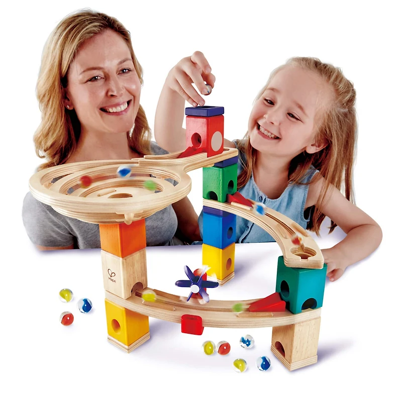 Hape Quadrilla Wooden Marble Run Construction Race To The Finish Set