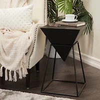 Black Metal Modern Accent Table, 24" x 20" x 17"