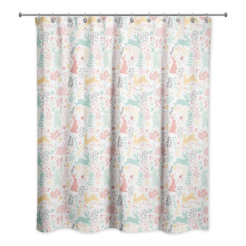 Scandinavian Bunny Pattern 71" x 74" Shower Curtain
