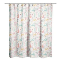 Scandinavian Bunny Pattern 71" x 74" Shower Curtain