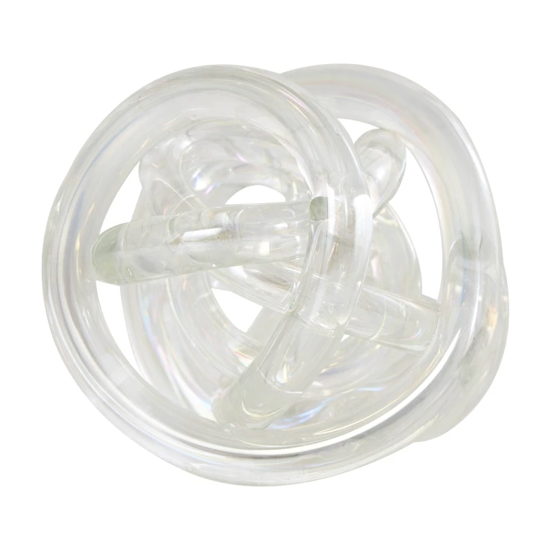 Clear Glass Knotted Ball Sculpture Set