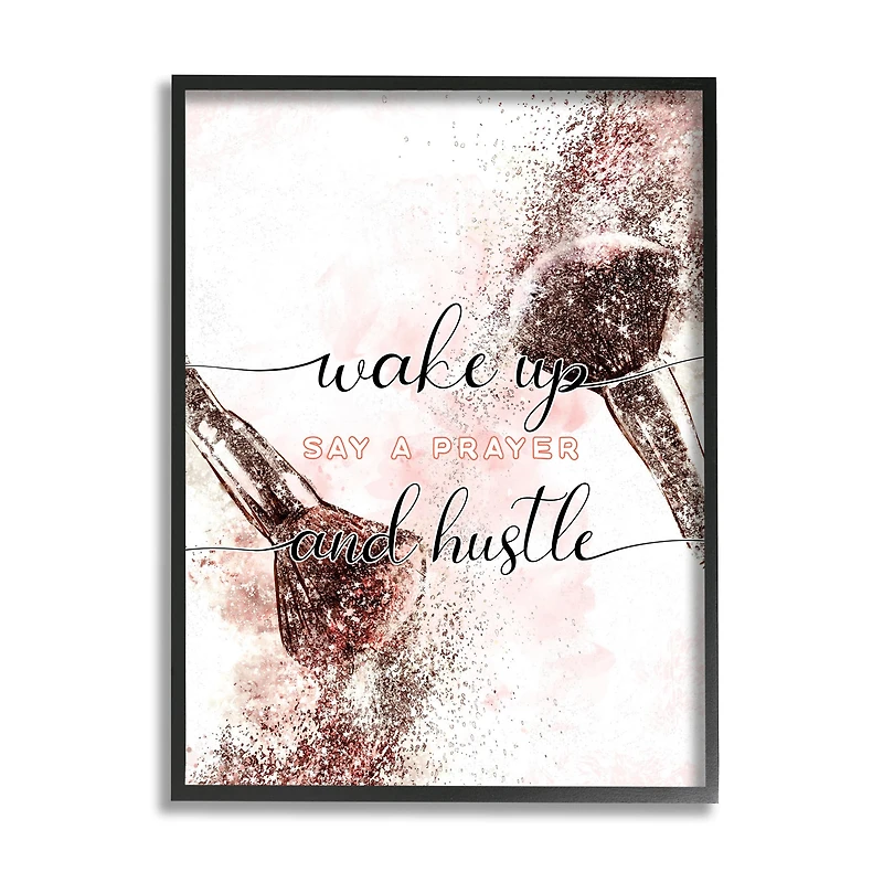 Stupell Industries Say a Prayer & Hustle Wall Art in Black Frame