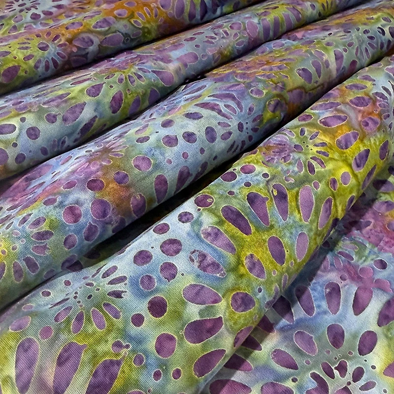 Feldman Batik Royal Plum Stamp Starburst Cotton Fabric