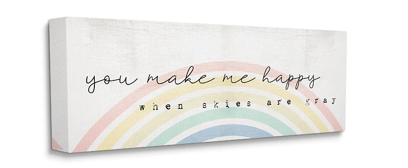 Stupell Industries You Make Me Happy Quote Rustic Rainbow Arches Canvas Wall Art