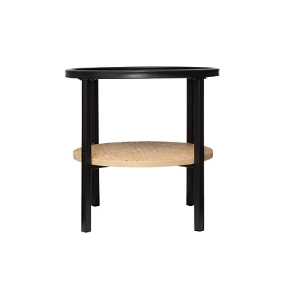 Hello Honey® 17.75" Round Tray-Style Top & Bamboo Shelf Metal Accent Table