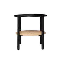 Hello Honey® 17.75" Round Tray-Style Top & Bamboo Shelf Metal Accent Table