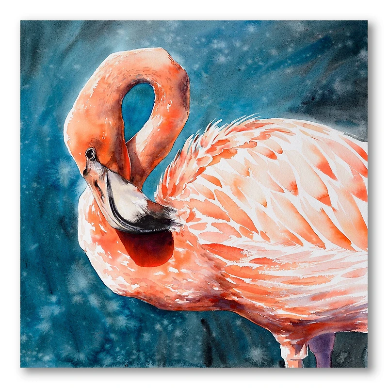 Designart - Pink Flamingos In Blue Water II