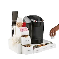 Mind Reader White 2-Piece Single Serve Coffee Pod Drawer and Condiment Organizer Caddy Station
