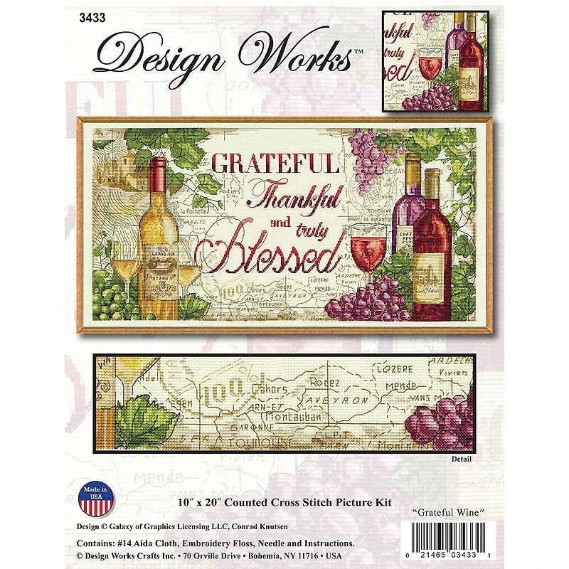 Design Works™ Grateful Wine Counted Cross Stitch Kit