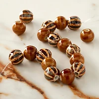 Brown Stripes & Solids Ceramic Round Beads, 10mm by Bead Landing™