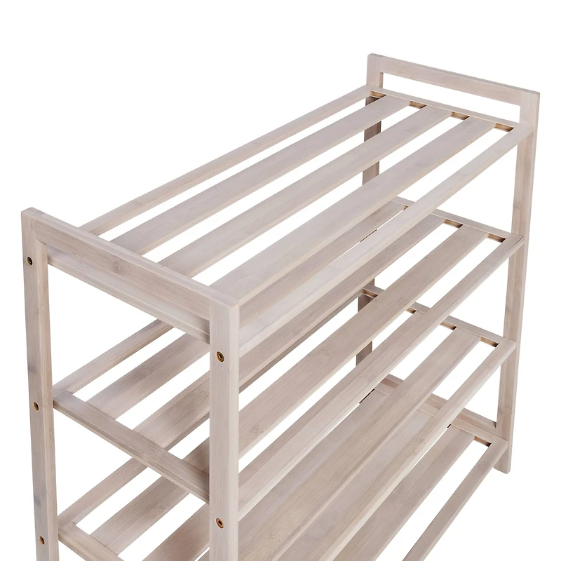 Honey Can Do White Wash 4-Tier Bamboo Shoe Rack