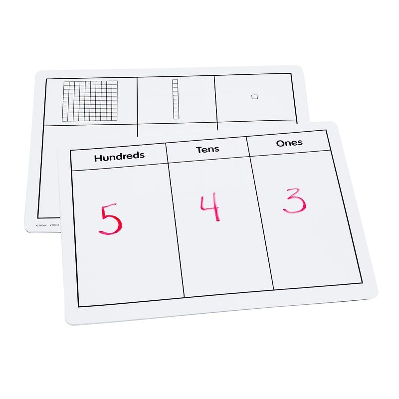 Didax Write-On & Wipe-Off Base Ten Blocks Mat, 10ct.