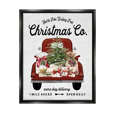 Stupell Industries North Pole Christmas Co. Sign Framed Floater Canvas Wall Art
