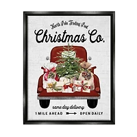 Stupell Industries North Pole Christmas Co. Sign Framed Floater Canvas Wall Art
