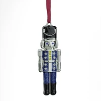 3.75" Shiny Silver And Blue Nutcracker Crystal Embellished Ornament