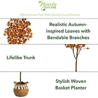 5ft. Artificial Autumn Eucalyptus Tree with Basket