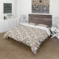 Designart 'Pattern with Flowers and Birds' Cabin & Lodge Bedding Set