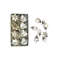 Hello Honey® 8 Pack 1.25" Silver Mercury Glass Heart & Star Ornaments