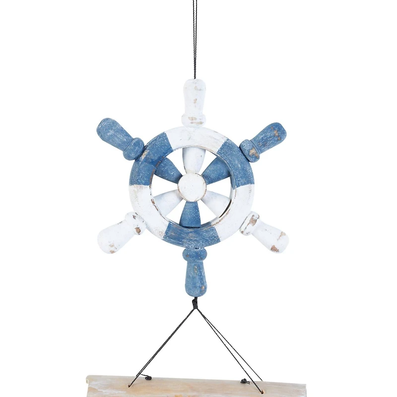 36" Ship Wheel Handmade Bamboo Windchime with Log Chimes