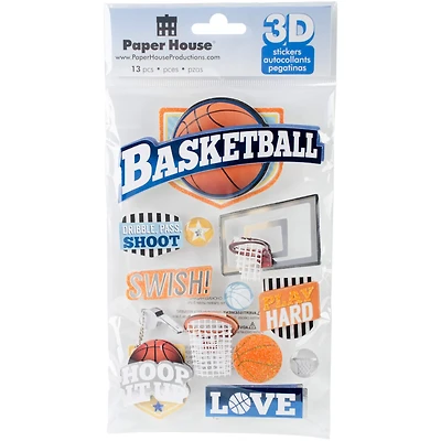 Paper House® Basketball Swish 3D Stickers