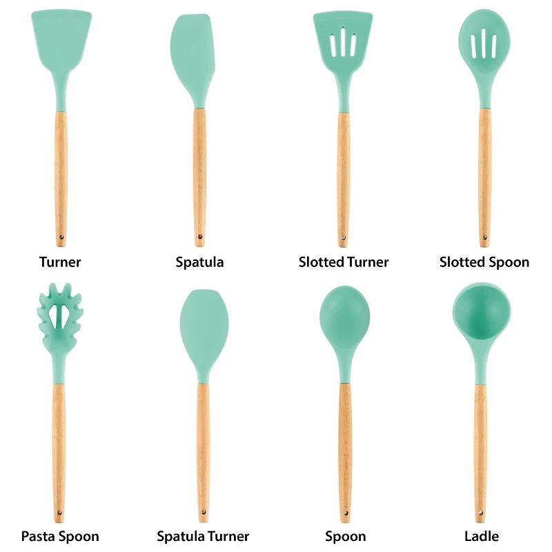 MegaChef Mint Silicone & Wood Cooking Utensils Set, 9ct.