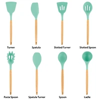 MegaChef Mint Silicone & Wood Cooking Utensils Set, 9ct.