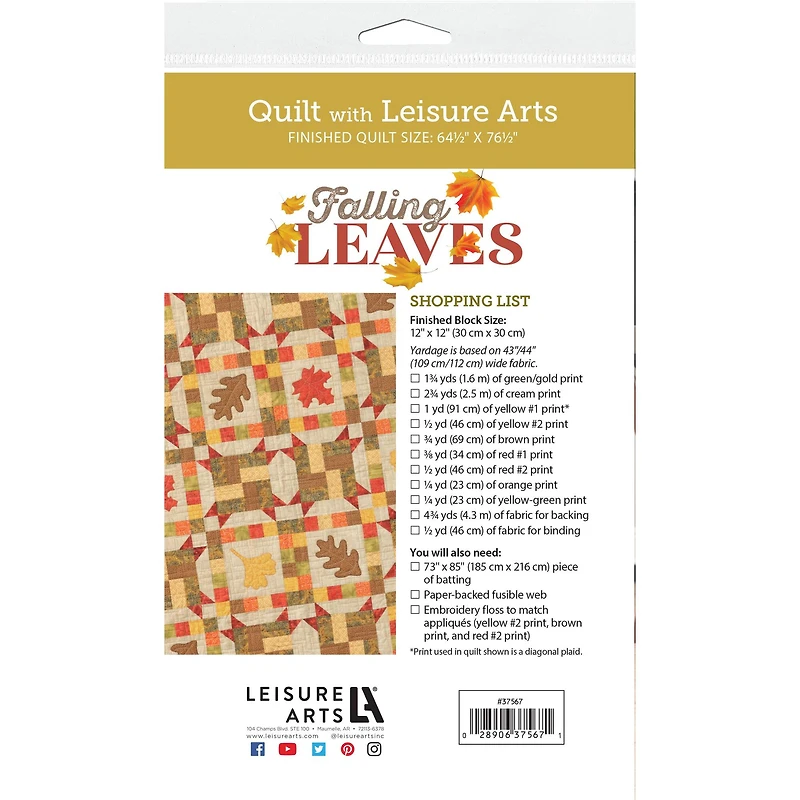 Leisure Arts® Falling Leaves Quilt Pattern