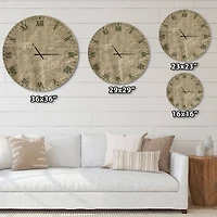 Designart 'Antique Old Paper Style Farmhouse Wall Clock