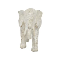14" White Resin Eclectic Elephant Sculpture