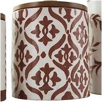 Cream & Brown Ceramic Floral Canister Set with Lids