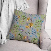 Summer Floral Print Throw Pillow