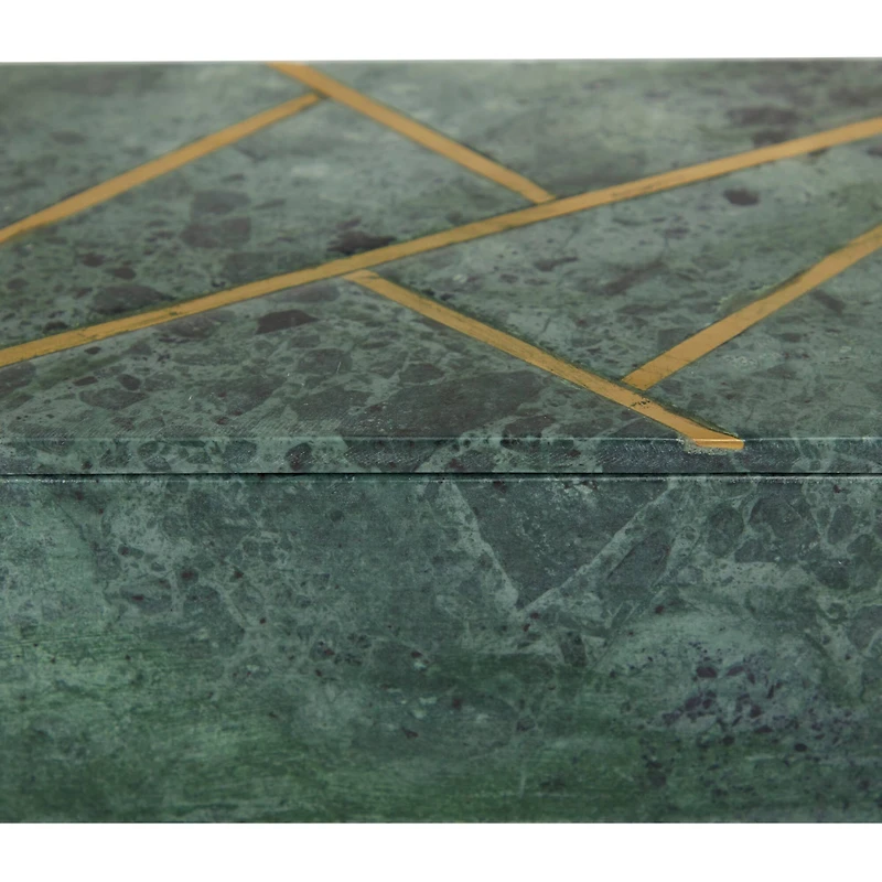 Green Marble Box with Gold Lines Set