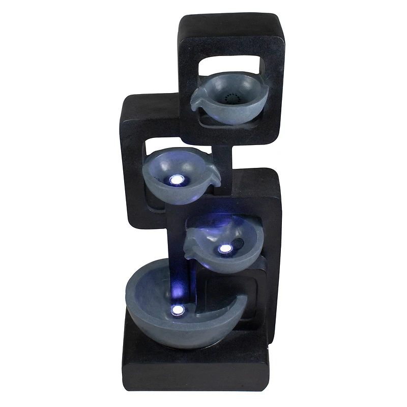 32" Black & Gray 4-tier Modern Outdoor Garden Water Fountain