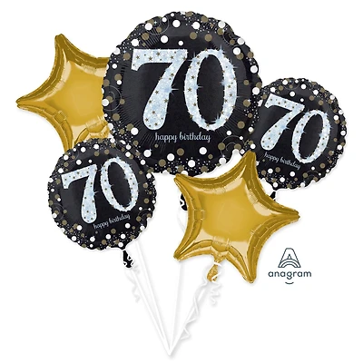 Sparkling 70th Birthday 5-Piece Foil Balloon Bouquet
