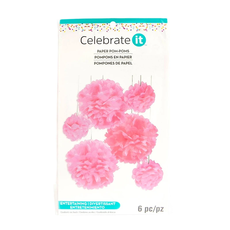 12 Pack: Light Pink Paper Pom Poms by Celebrate It™
