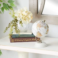 8" White Marble & Metal Modern Globe