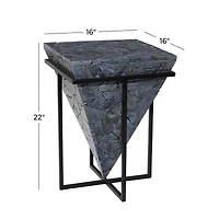 22" Gray Teak Wood Contemporary Accent Table