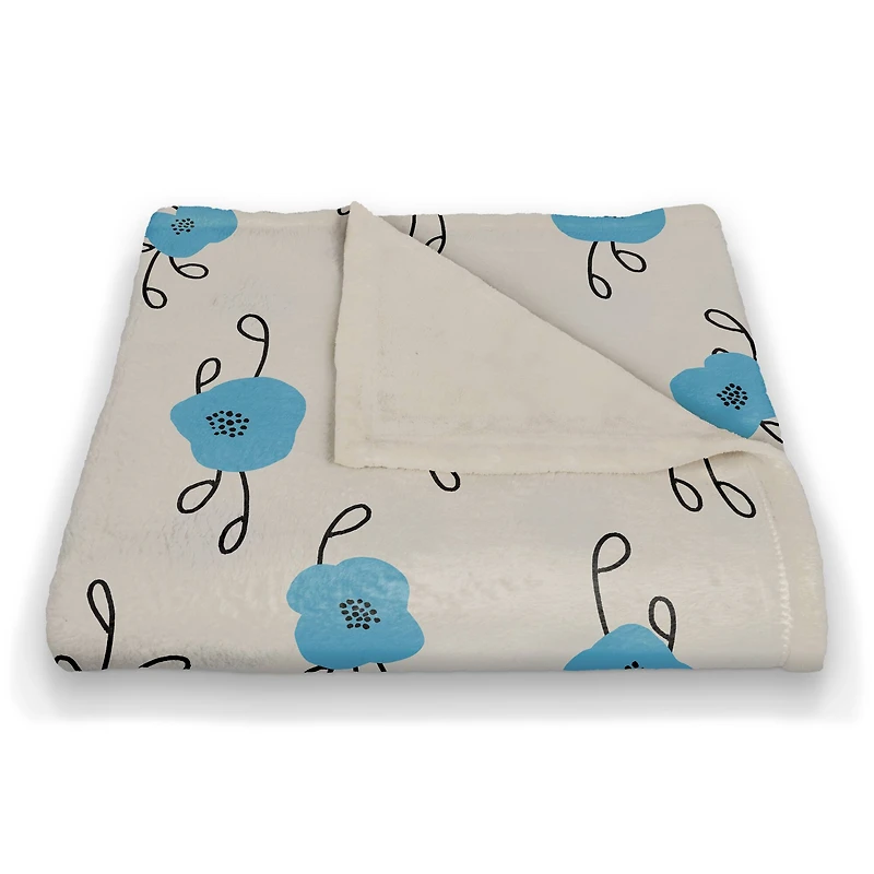 Blue Blooms 50" x 60" Coral Fleece Blanket